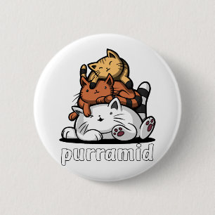 Badge Rond 5 Cm Pyramide de chats Purramide Adorables chatons