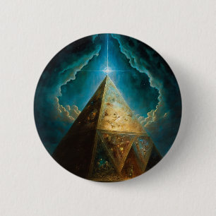 Badge Rond 5 Cm Pyramide mystique Art Visionnaire