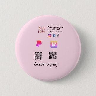 Badge Rond 5 Cm Q R code PayPal venmo scan pay add social media de