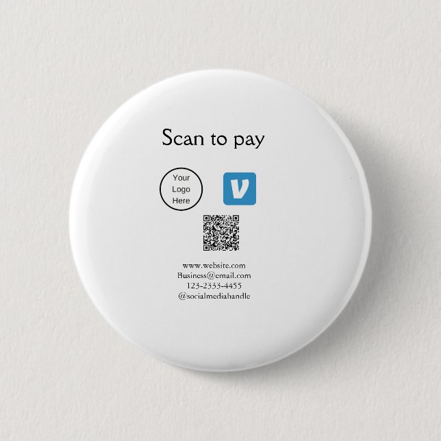 Badge Rond 5 Cm Q R code venmo scanner pour payer ajouter le logo  (Devant)