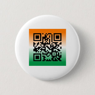 Badge Rond 5 Cm QR Code® Dit : HEUREUX ST. LA JOURNÉE DE PATRICK