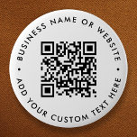 Badge Rond 5 Cm QR Code Minimaliste Nettoyer Blanc Simple Round<br><div class="desc">Un simple modèle de broche à bouton rond de code QR blanc personnalisé dans un style minimaliste moderne qui peut être facilement mis à jour avec votre code QR,  nom commercial ou site Web et texte personnalisé,  par exemple,  scannez-moi vers...  #QRcode #button #business</div>