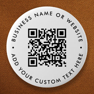 Badge Rond 5 Cm QR Code Minimaliste Nettoyer Blanc Simple Round