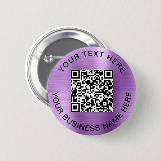 Badge Rond 5 Cm QR Code promotionnel violet (Devant & derrière)
