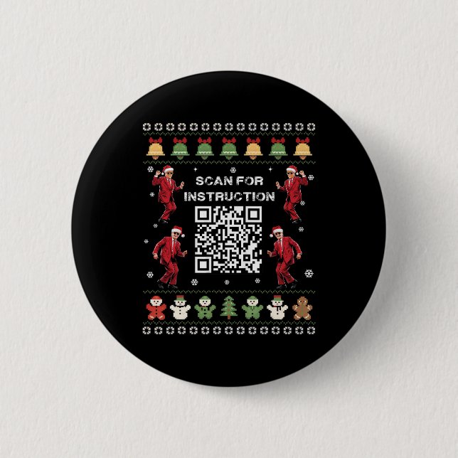 Badge Rond 5 Cm Qr Trump Dance Code Président Analyse De L'Instruc (Devant)