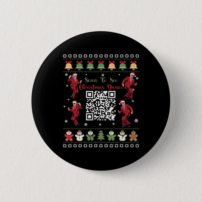 Badge Rond 5 Cm Qr Trump Dance Code Président Dance Code Noël (Devant)