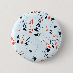 Badge Rond 5 Cm Quad Aces Poker Cartes Motif,