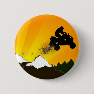 Badge Rond 5 Cm quads. coucher de soleil orange.