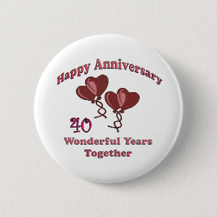 Badge Rond 5 Cm quarantième. Anniversaire