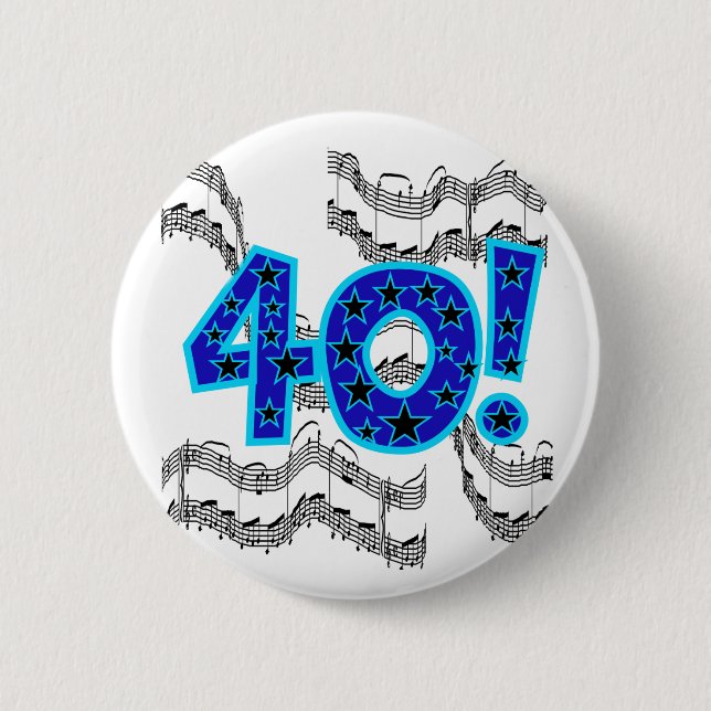 Badge Rond 5 Cm Quarantième anniversaire de musical (Devant)