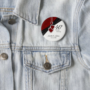 Badge Rond 5 Cm quarantième Conception d'anniversaire de mariage