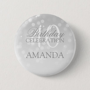 Badge Rond 5 Cm quarantième Lumières d'étincelle de Bokeh d'arg