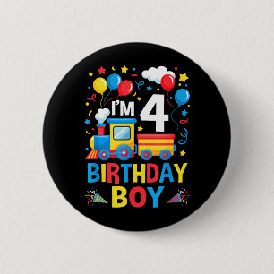 Badge Rond 5 Cm Quatre 4 ans 4ème Enfants Garçons Filles Train Ann