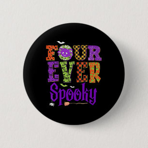 Badge Rond 5 Cm Quatre Fantôme Éffrayant Halloween 4e anniversaire