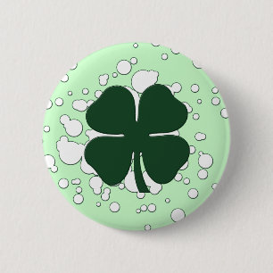 Badge Rond 5 Cm quatre feuilles de trèfle : bulles :