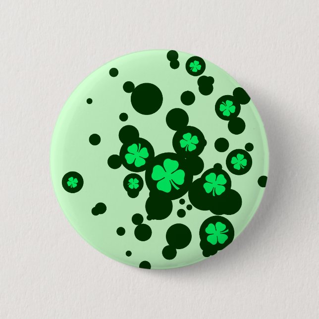 Badge Rond 5 Cm quatre feuilles de trèfle : bulles : (Devant)
