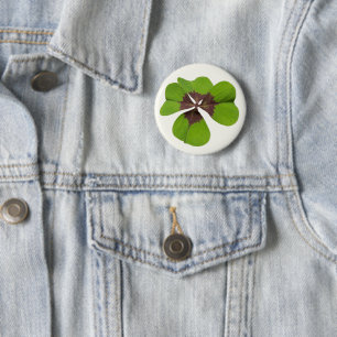 Badge Rond 5 Cm Quatre feuilles Lucratif Jour de la Saint Patrick