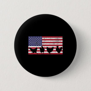 Badge Rond 5 Cm Quatre Juillet 4ème poule ferme drapeau américain 
