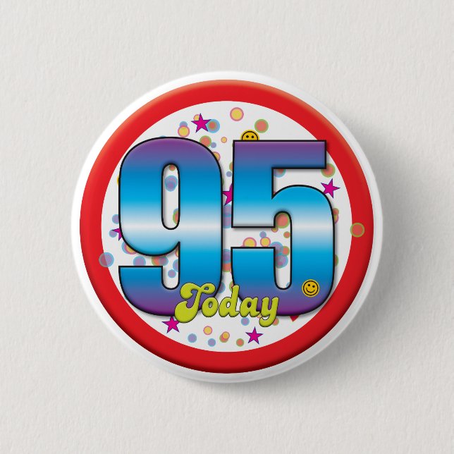 Badge Rond 5 Cm quatre-vingt-quinzième Anniversaire aujourd'hui v2 (Devant)