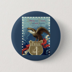 Badge Rond 5 Cm Quatrième juillet patriotique vintage avec aigle e