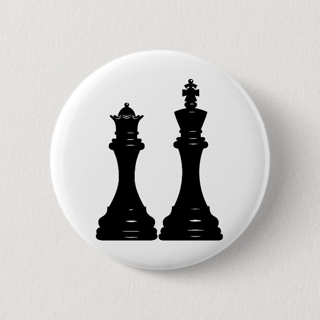 Badge Rond 5 Cm Queen and king chess pieces (Devant)