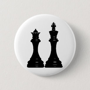 Badge Rond 5 Cm Queen and king chess pieces