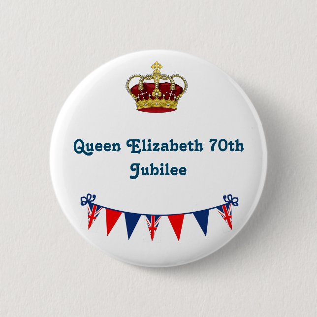 Badge Rond 5 Cm Queen Elizabeth 70th Jubilee (Devant)