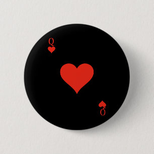 Badge Rond 5 Cm Queen Of Hearts Costume Deck De Cartes Jouer Carte