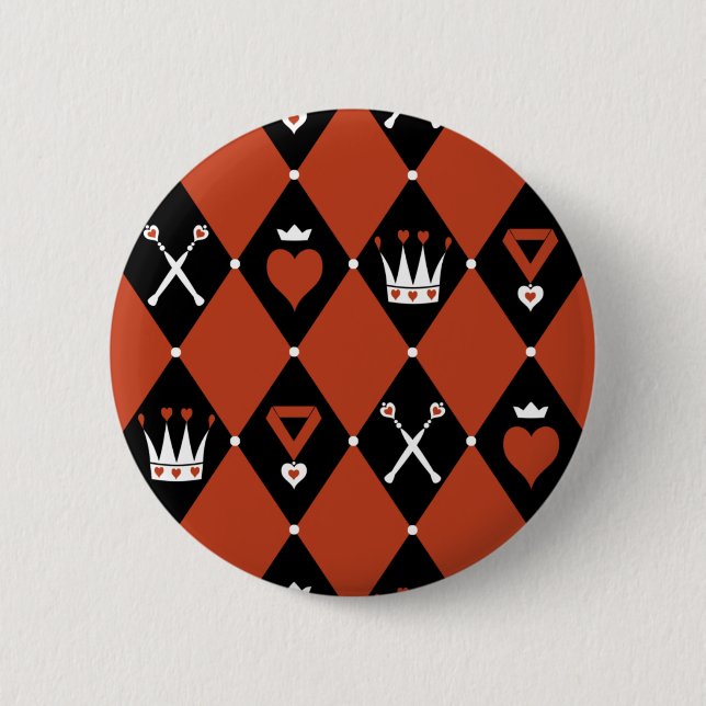 Badge Rond 5 Cm Queen of Hearts Royal Motifs (Devant)