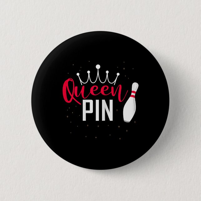 Badge Rond 5 Cm Queen Pin Shirt Bowler Bowling League For Bowling  (Devant)