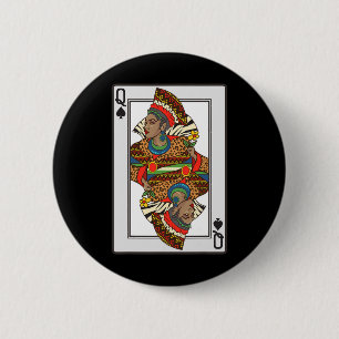 Badge Rond 5 Cm Queen Spades Carte Africaine Américaine Halloween