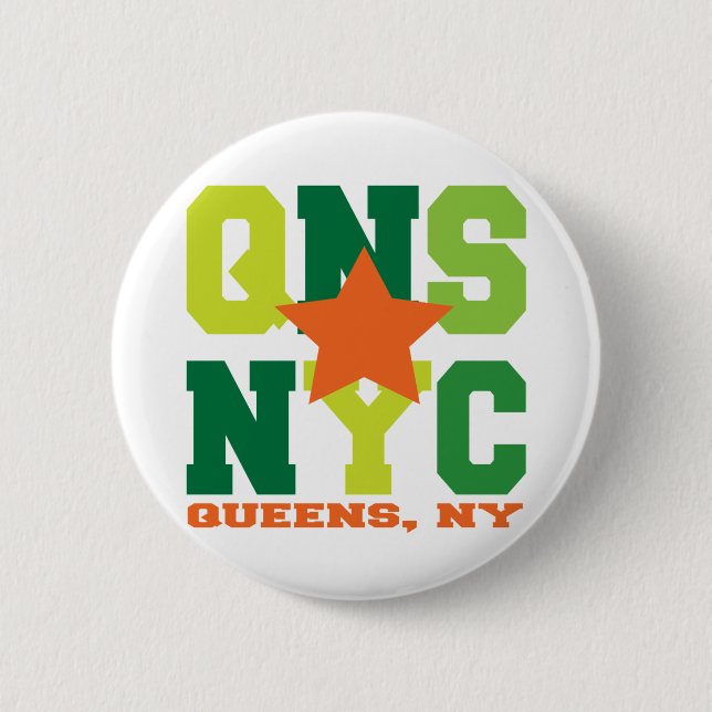 Badge Rond 5 Cm Queens, bouton vert de NY (Devant)