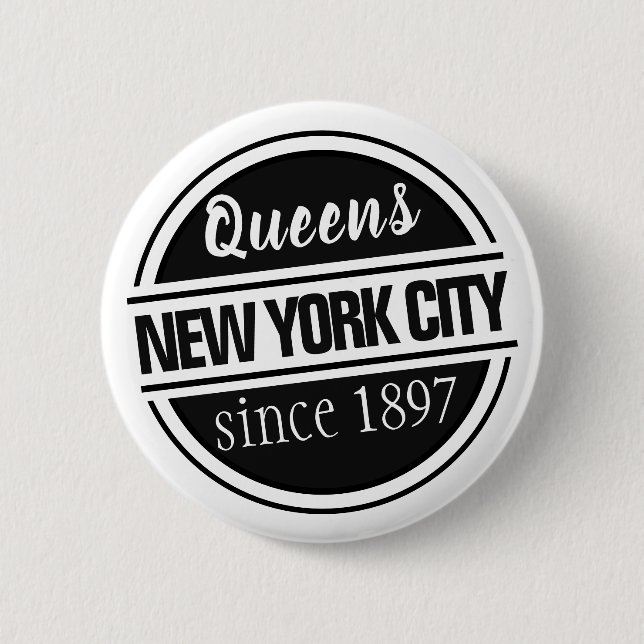 Badge Rond 5 Cm Queens NYC 1897 (Devant)