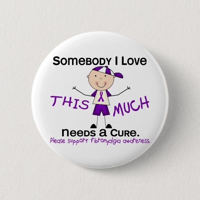 Badge Rond 5 Cm Quelqu'un amour d'I - fibromyalgie (garçon) (Devant)