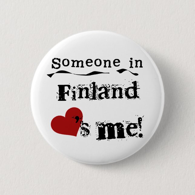 Badge Rond 5 Cm Quelqu'un en Finlande m'aime (Devant)