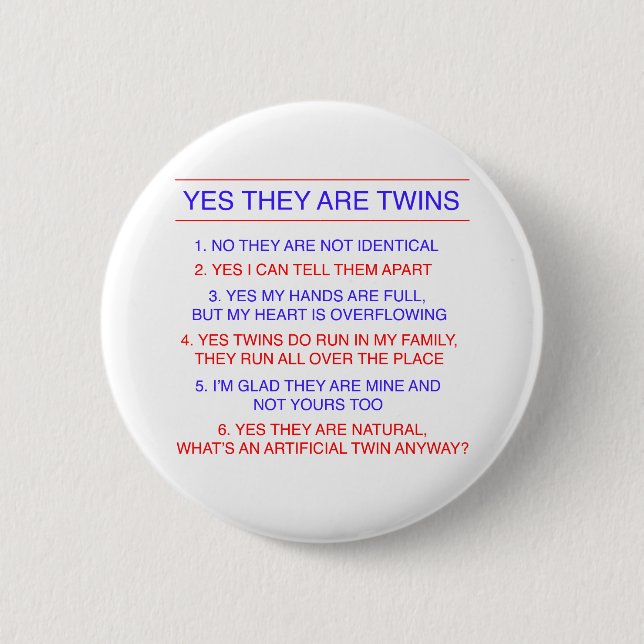 Badge Rond 5 Cm Questions de jumeaux fraternelles (Devant)