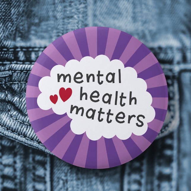 Badge Rond 5 Cm Questions de santé mentale insigne de dos (Mental health matters pinback badge button)
