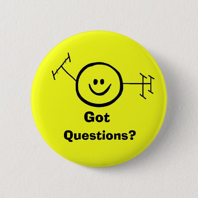 Badge Rond 5 Cm Questions Happy Ham Button (Devant)
