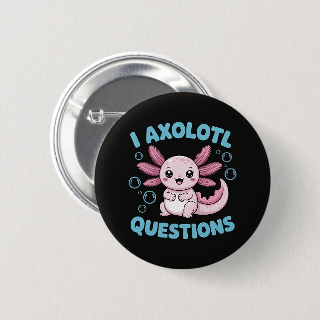 Badge Rond 5 Cm Questions sur l'Axolotl (Devant & derrière)