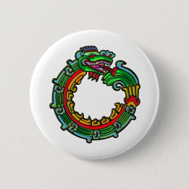 Badge Rond 5 Cm Quetzalcoatl (Devant)