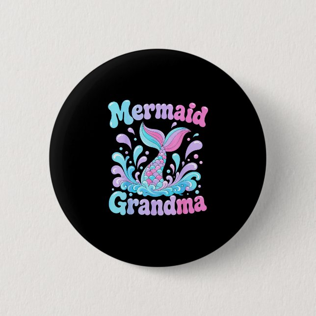 Badge Rond 5 Cm Queue de sirène ludique avec éclaboussures d'eau d (Devant)