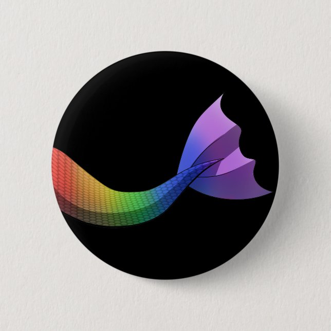 Badge Rond 5 Cm Queue V2 de sirène d'arc-en-ciel (Devant)