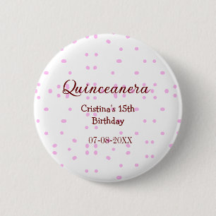 Badge Rond 5 Cm Quinceanera anos 15e anniversaire ajouter nom poin