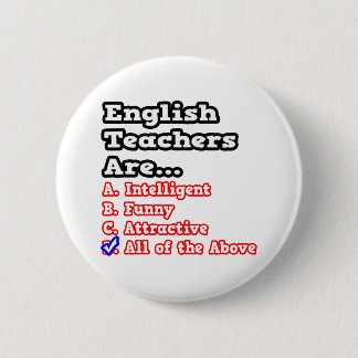 Badge Rond 5 Cm Quiz de l'enseignant anglais...Joke