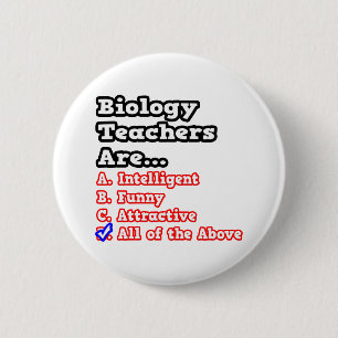 Badge Rond 5 Cm Quiz de l'enseignant en biologie...Blague