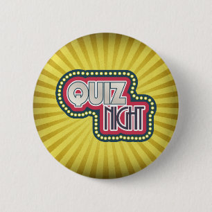 Badge Rond 5 Cm Quiz Nuit Trivia Party Jaune Sunburst