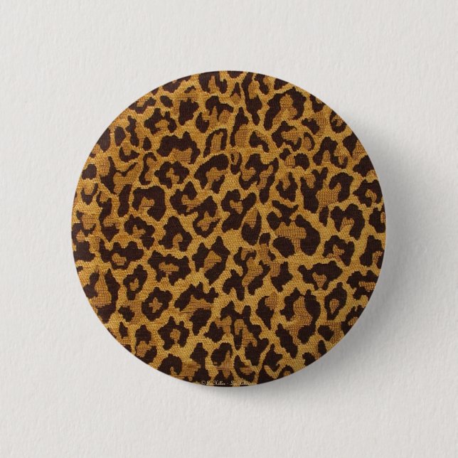 Badge Rond 5 Cm RAB Rockabilly Empreinte de léopard Brown Gold (Devant)