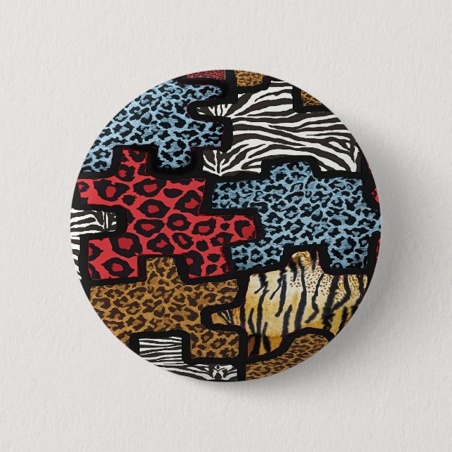 Badge Rond 5 Cm RAB Rockabilly Leopard Zebra Puzzle Imprimer Cadea (Devant)