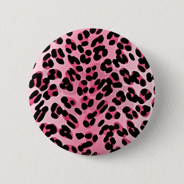 Badge Rond 5 Cm RAB Rockabilly Pink Cheetah Imprimer (Devant)