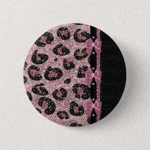 Badge Rond 5 Cm RAB Rockabilly Pink Leopard Ribbon Bows